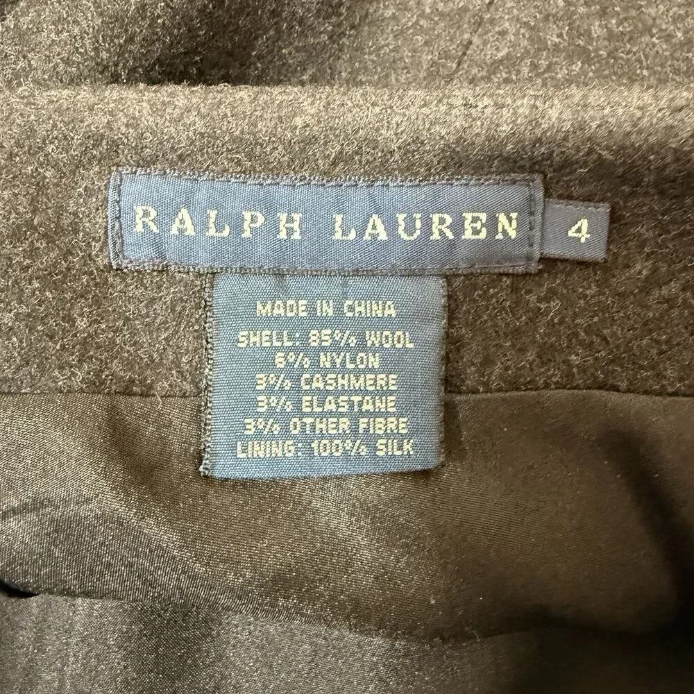 Ralph Lauren Wool Cashmere Trumpet Skirt Sz 4 Fit Flare Gray Silk Lining Luxury